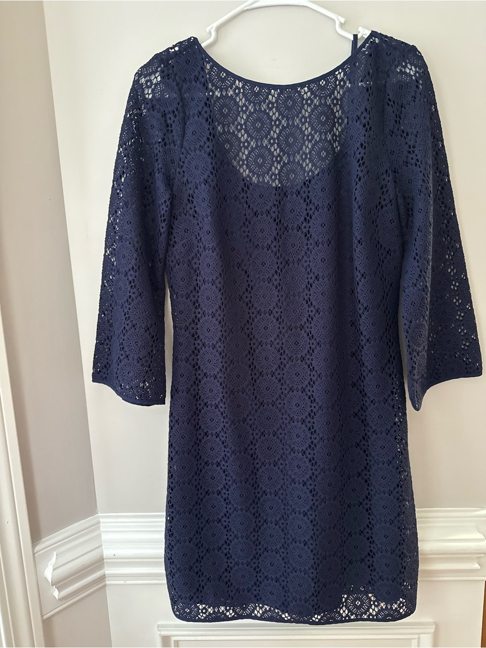 Lilly Pulitzer Navy Crochet Lace Scoop Neck Dress Size M